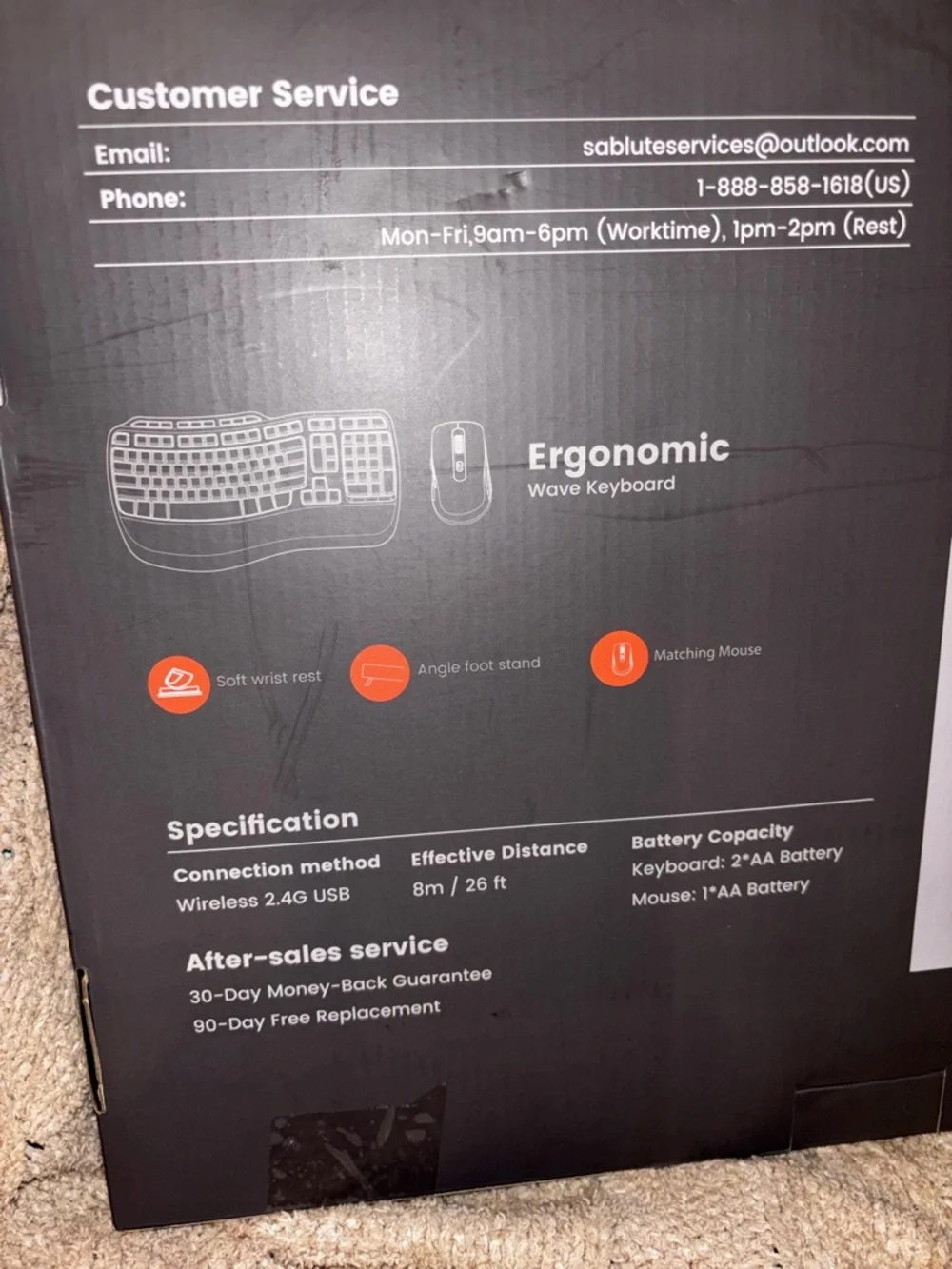 Sablute MA31 Ergonomic Wireless Keyboard & Mouse Combo • New in Box